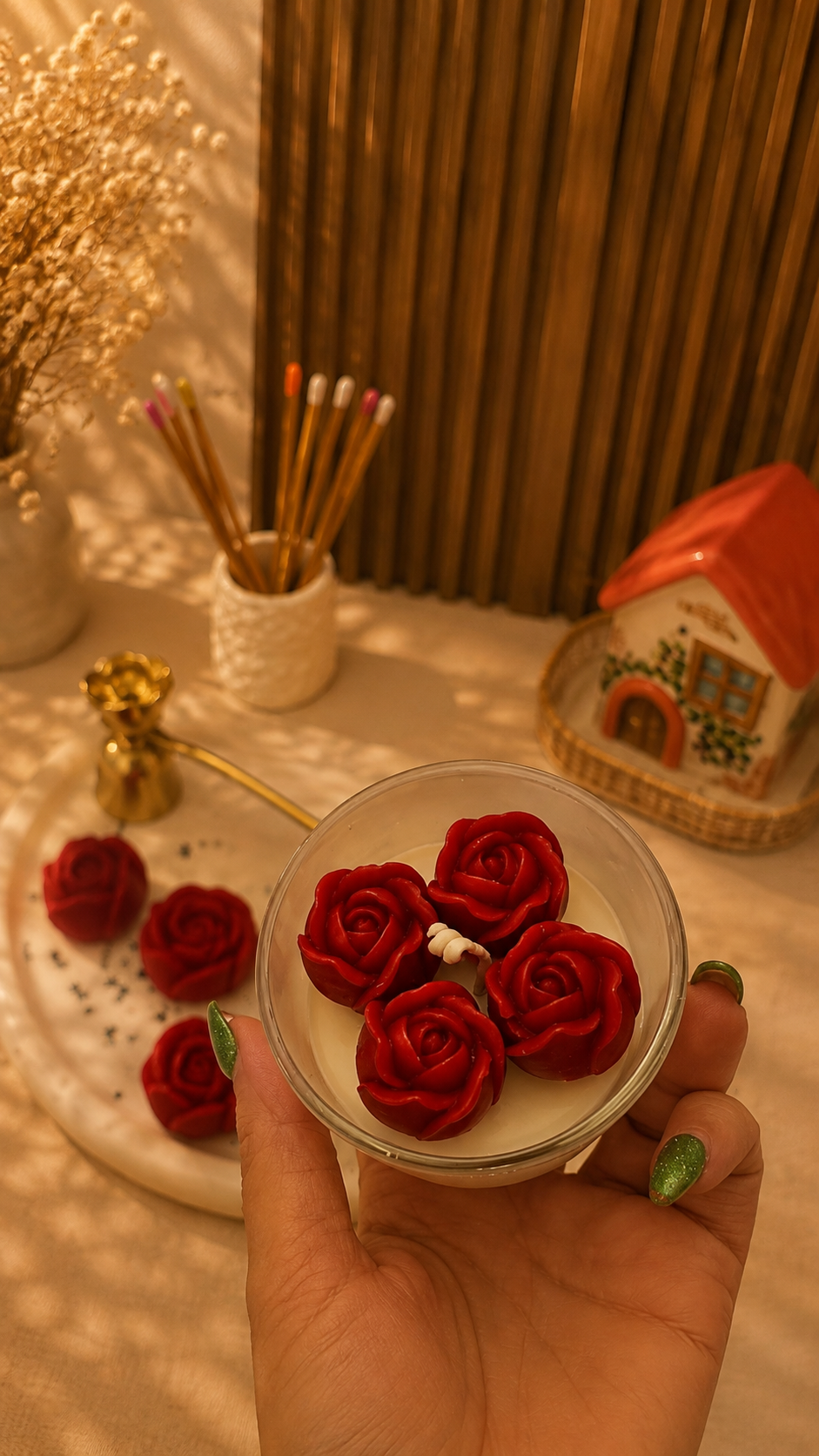 شمع شات طرح گل رز
