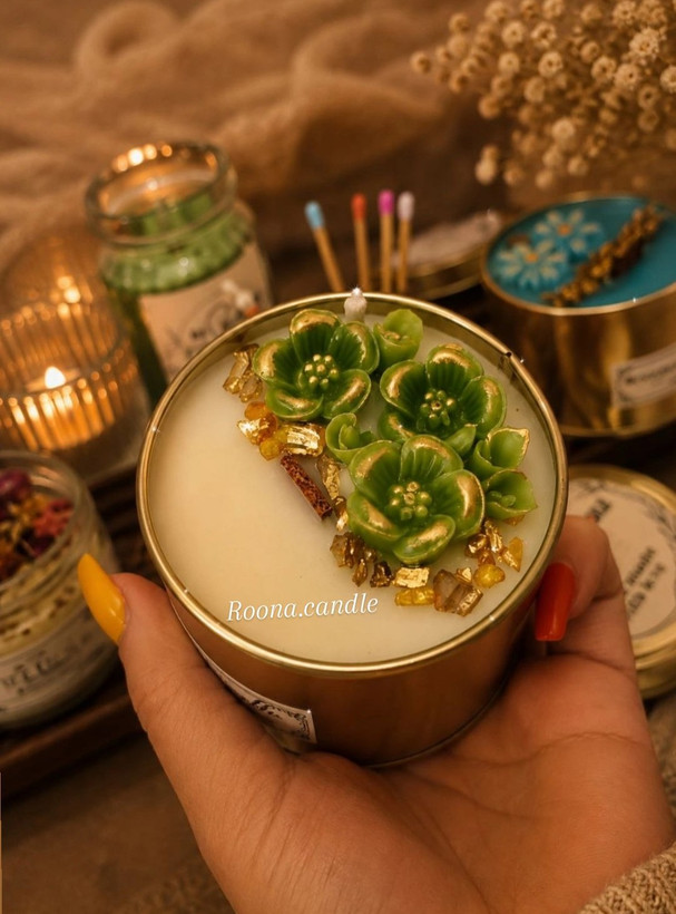 شمع قوطی طرح گل