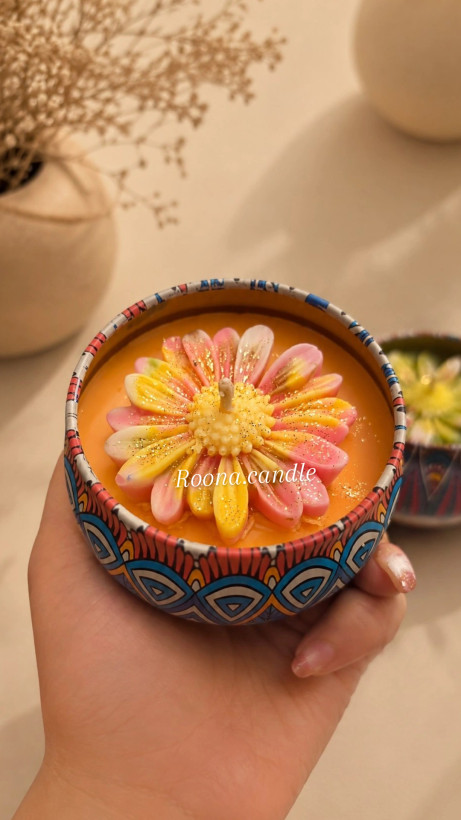 شمع قوطی طرح دار طرح گل مارگاریت