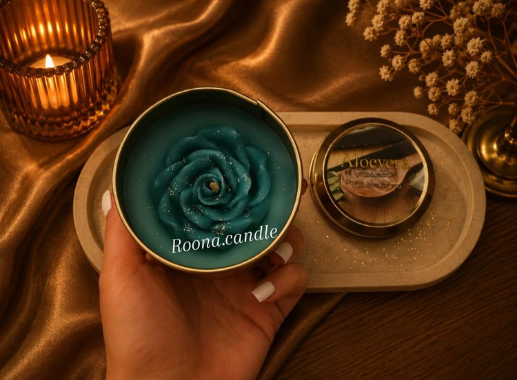 شمع قوطی طرح گل