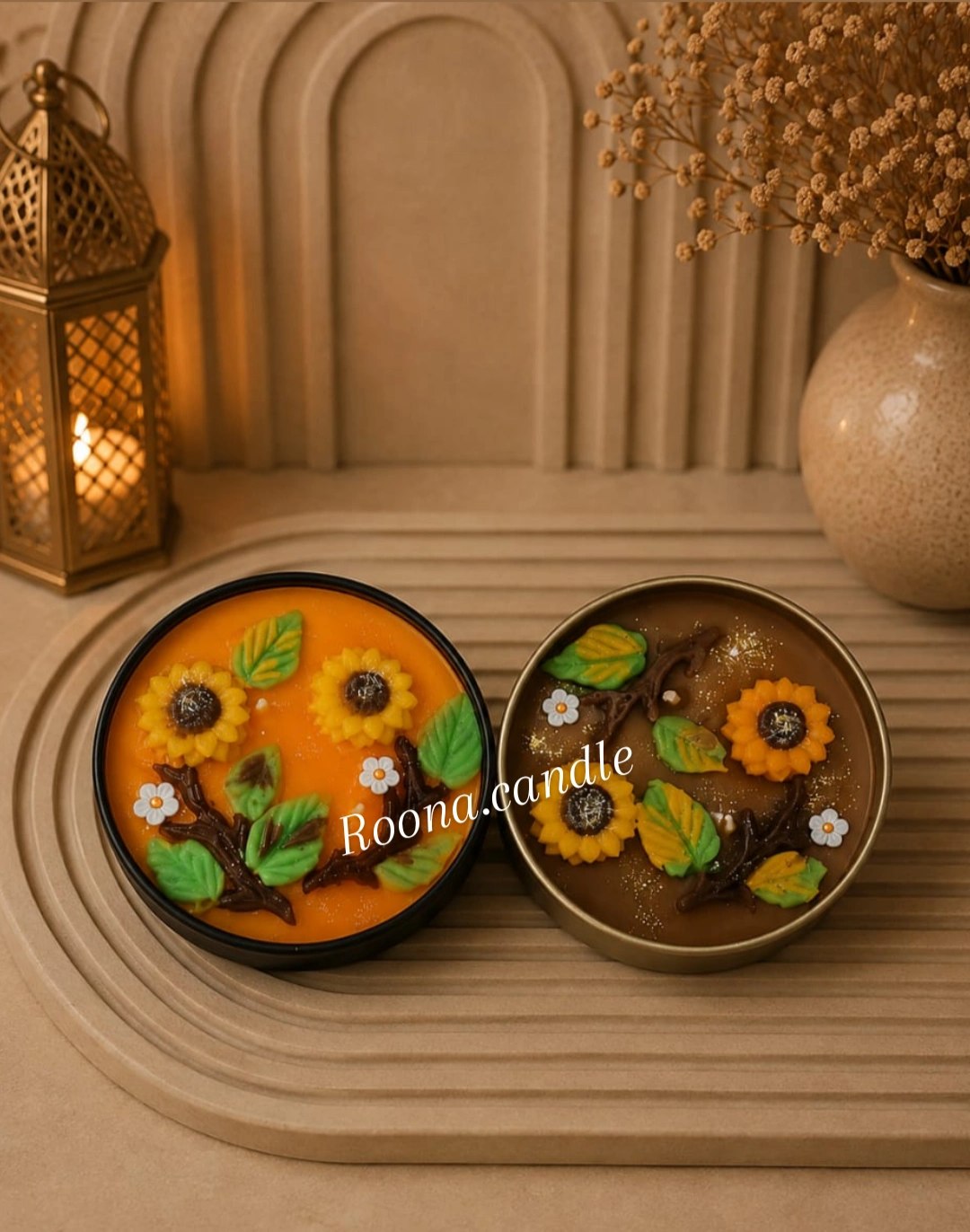 شمع قوطی طرح گل افتابگردان