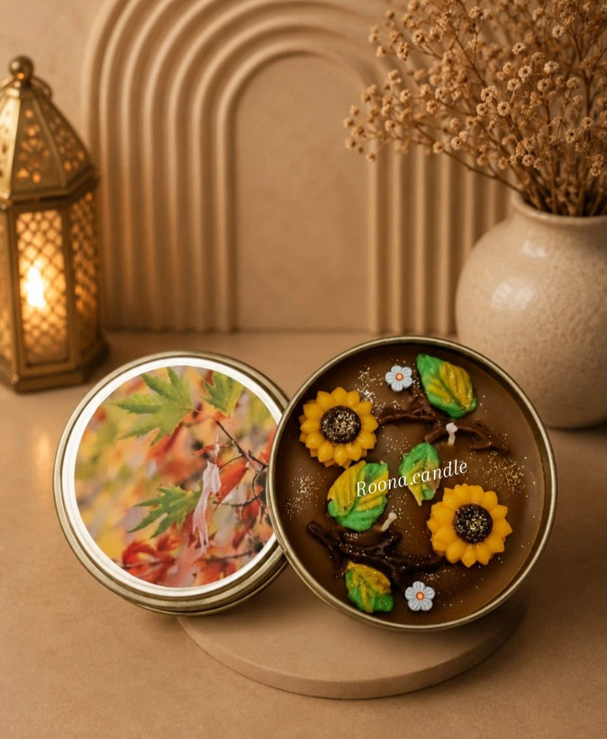 شمع قوطی طرح گل افتابگردان